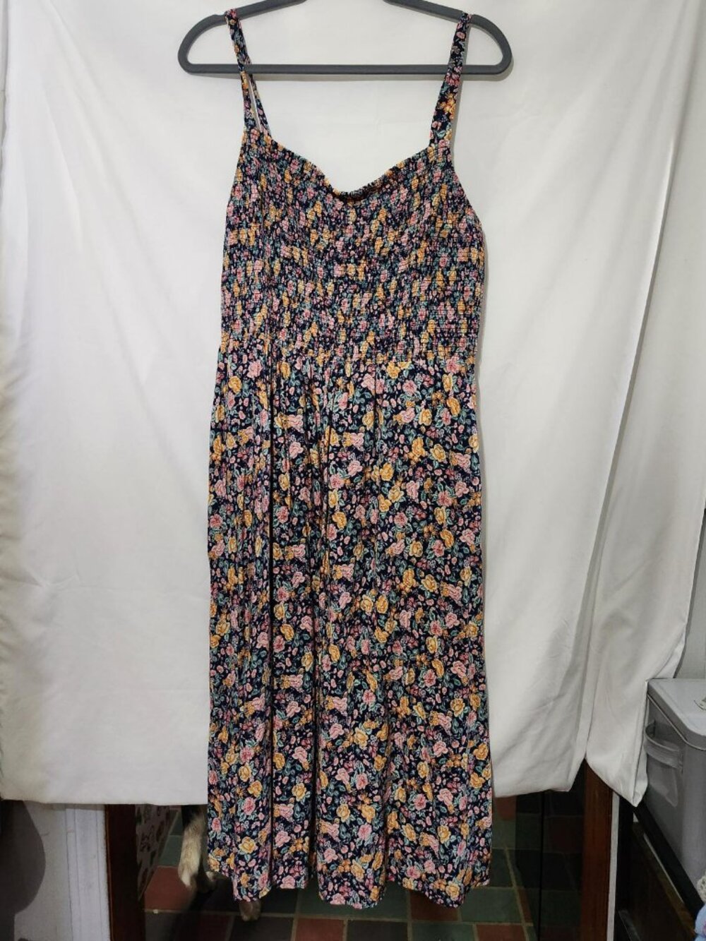 Old Navy Floral Smocked Maxi Dress XL Cottagecore Sundress Boho